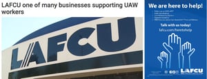 The Here to Help PR campaign promoted LAFCU’s financial resources for striking UAW members through member communications and extensive media coverage.