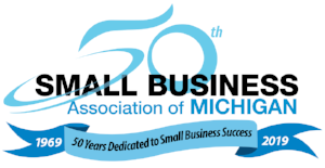 Small Business Association of Michigan 50th year logo
