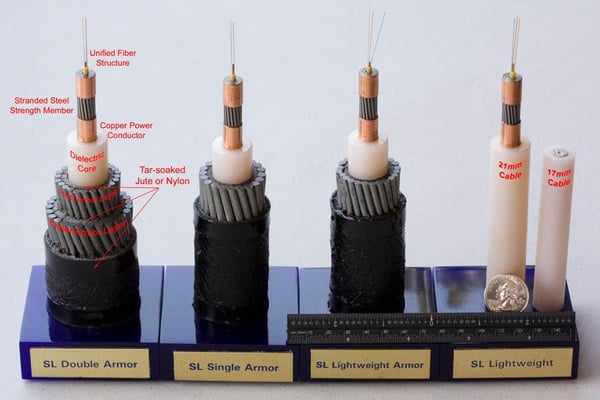 Various sizes and Styles of Fiber Optic Cables