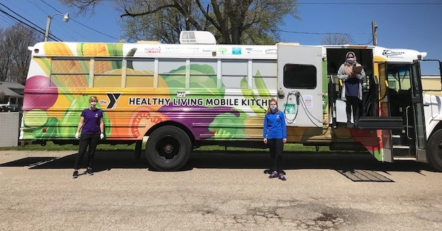 Using the YMCA Healthy Living Mobile Kitchen bus, YMCA staff delivered 27,232 meals to people in need in May. About 10,000 were for adults.